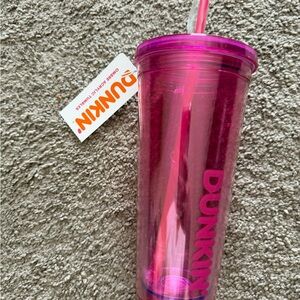 Dunkin' Pink Tumbler with Straw